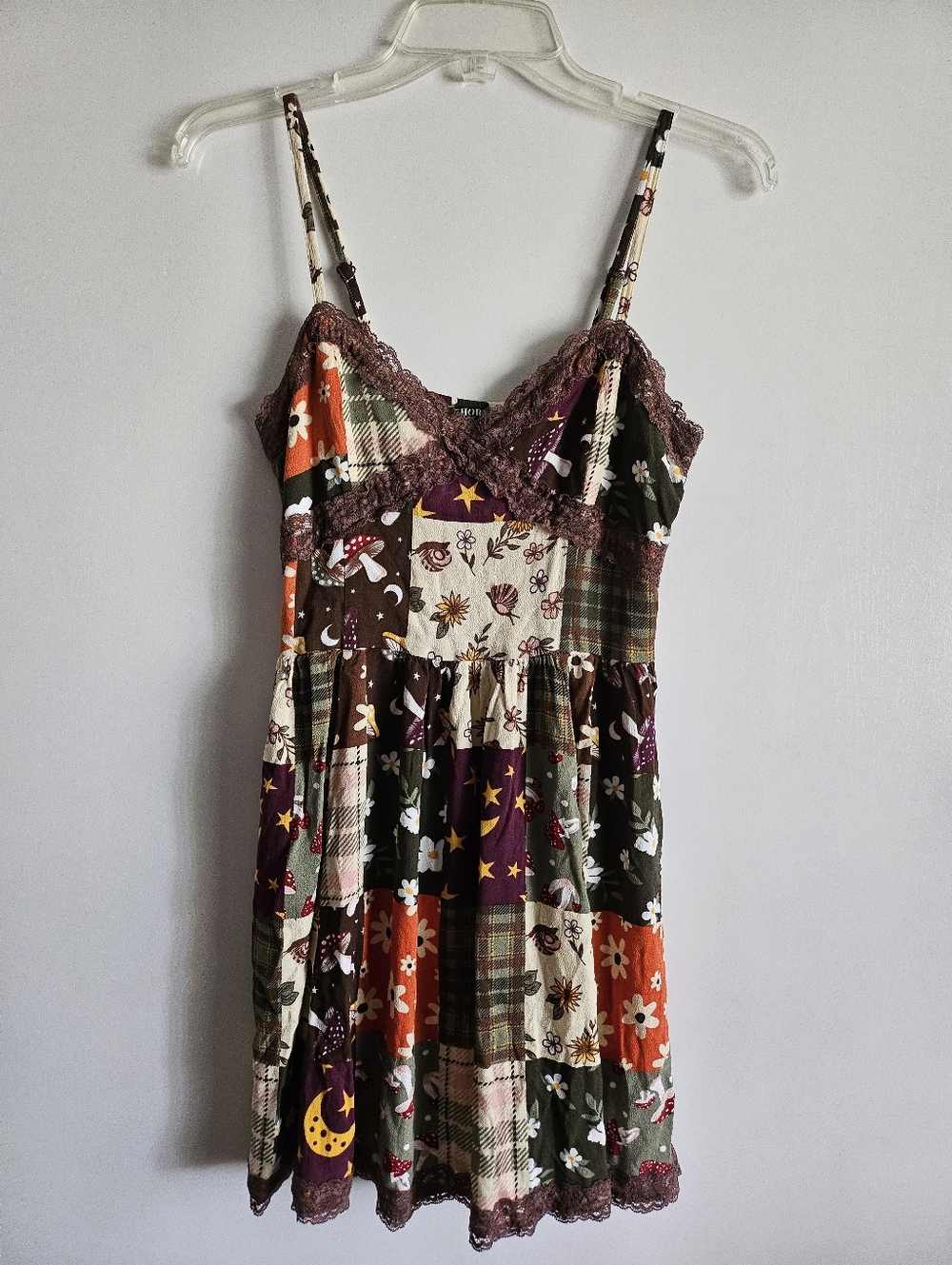 Thorn & Fable Midi/Mini Dress Patchwork Floral Mushroom Whimsigoth Witchy Womens